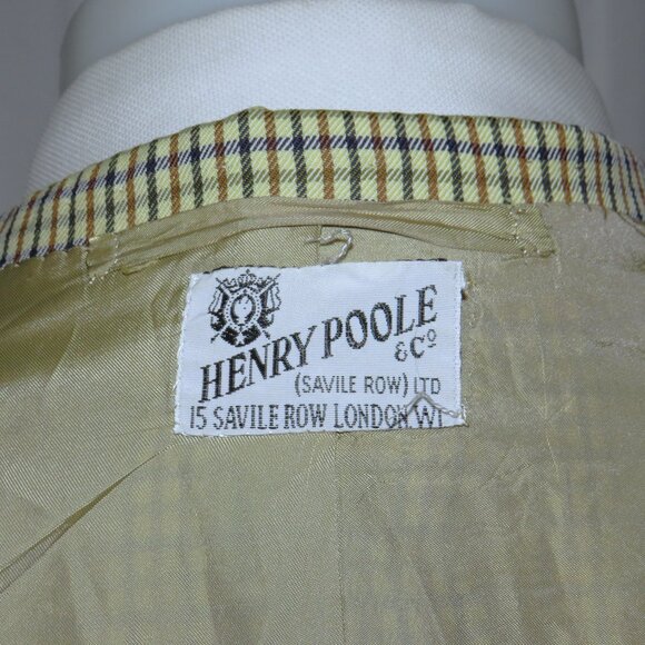 Henry Poole Savile Row Bespoke Cream Checked Two Button Sport Coat 44R - Picture 13 of 13